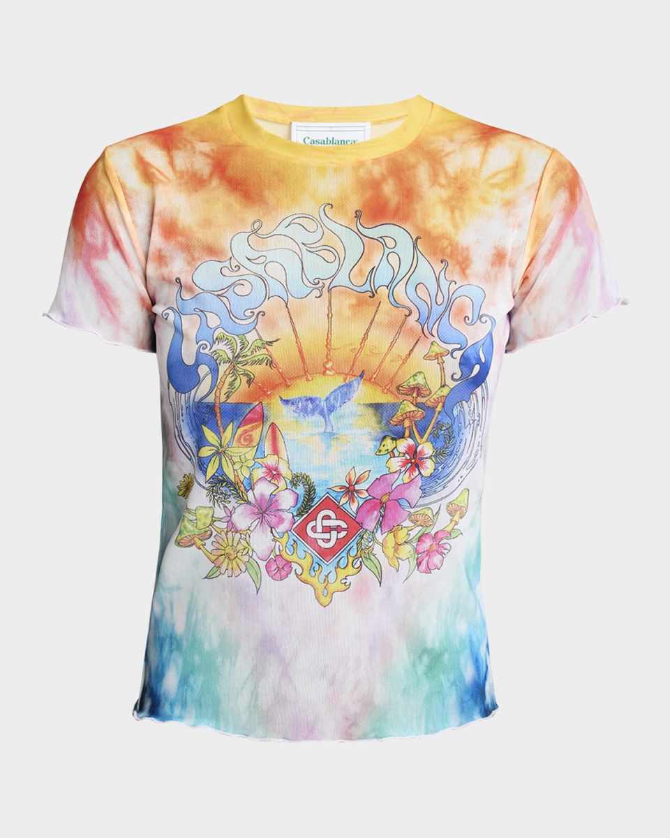 Lettuce Hem Printed Mesh T